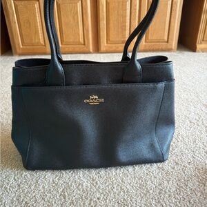 Coach Black Tote with Gold Accents